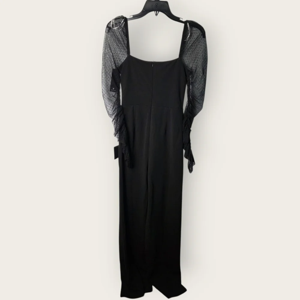 Lulu's Black Mesh Sleeve Jumpsuit - Picture 3 of 8